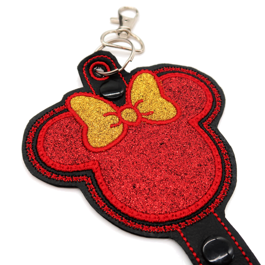 Minnie Red & Gold Glitter Bow- Inspired Minnie Ear & Sunglasses Holder