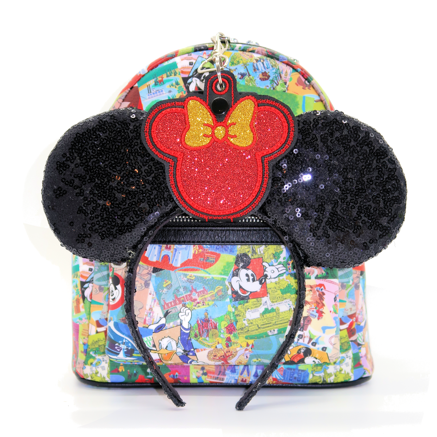 Minnie Red & Gold Glitter Bow- Inspired Minnie Ear & Sunglasses Holder