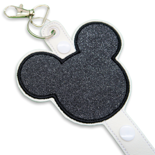 Mickey Black Glitter White Strap - Inspired Minnie Ear & Sunglasses Holder