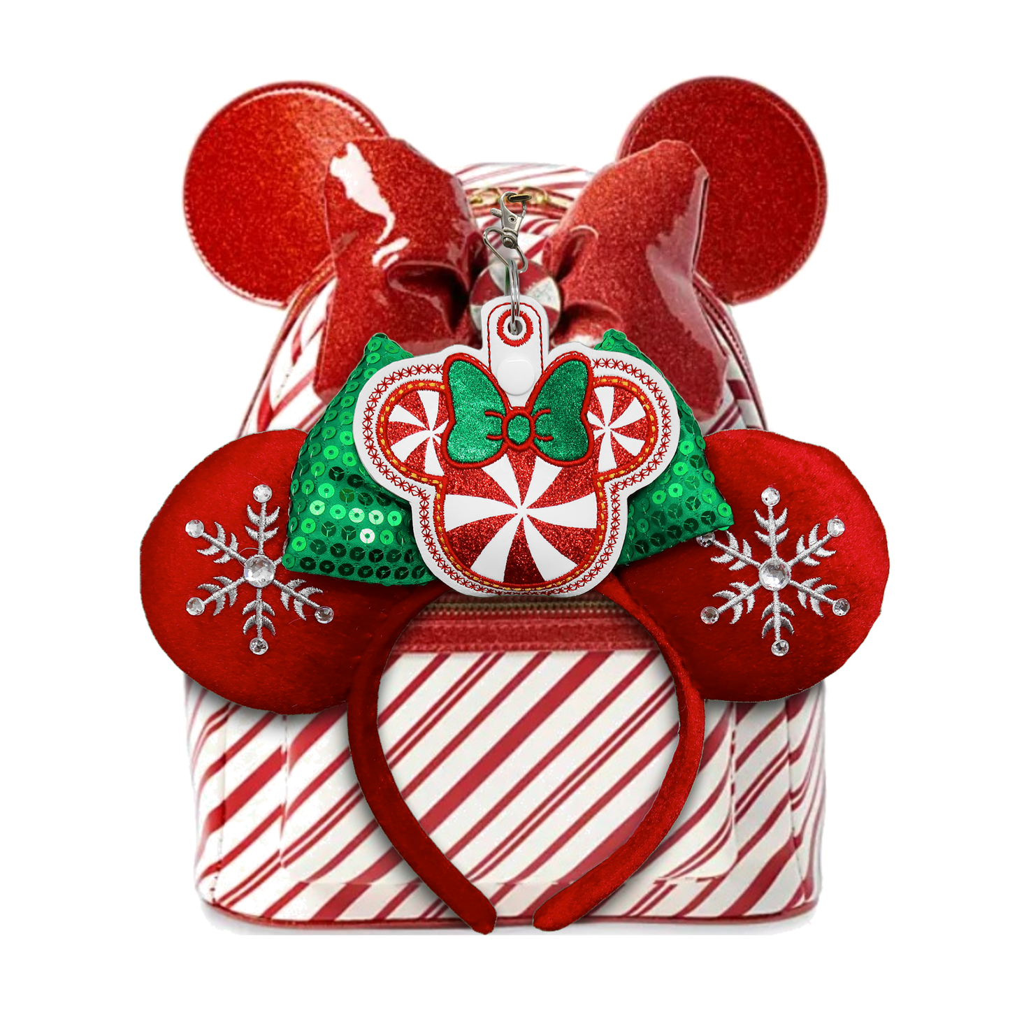 Candy Cane Glitter - Inspired Minnie Ear & Sunglasses Holder