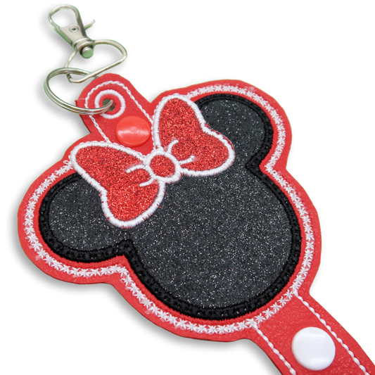 Minnie Black & Red Glitter Bow- Inspired Minnie Ear & Sunglasses Holder