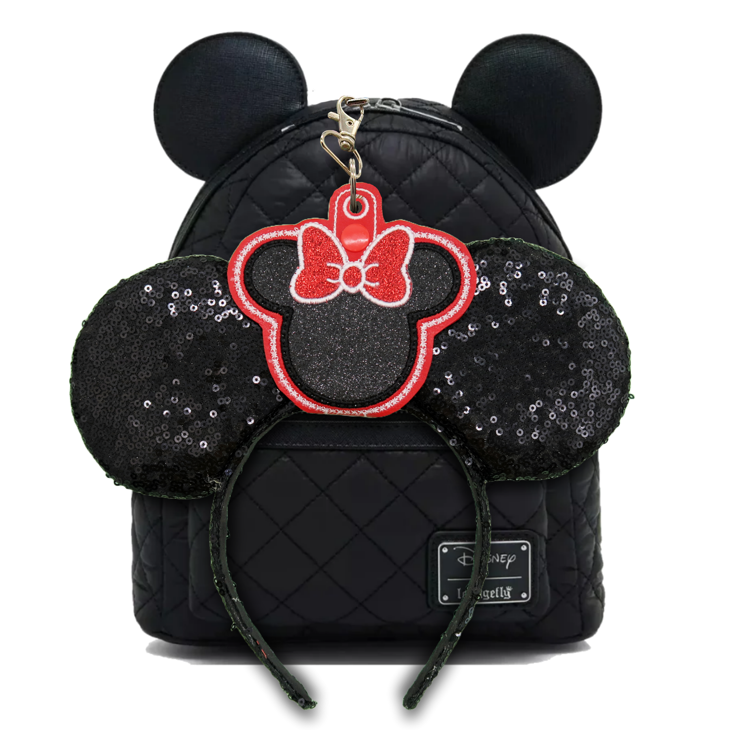 Minnie Black & Red Glitter Bow- Inspired Minnie Ear & Sunglasses Holder