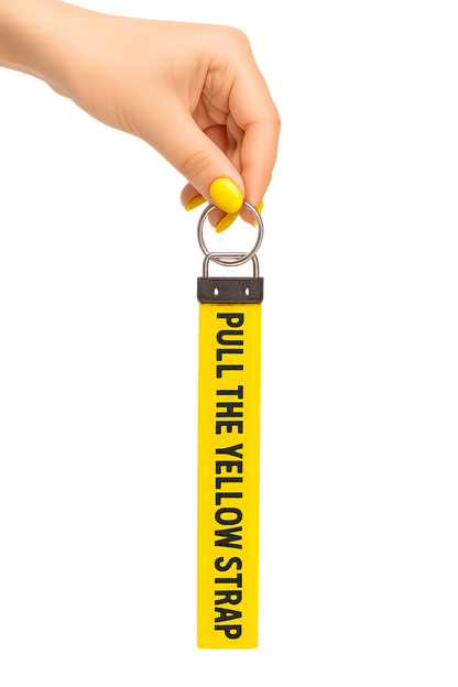 Pull the Yellow Strap Cotton Wristlet Keyring