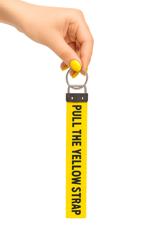 Pull the Yellow Strap Cotton Wristlet Keyring