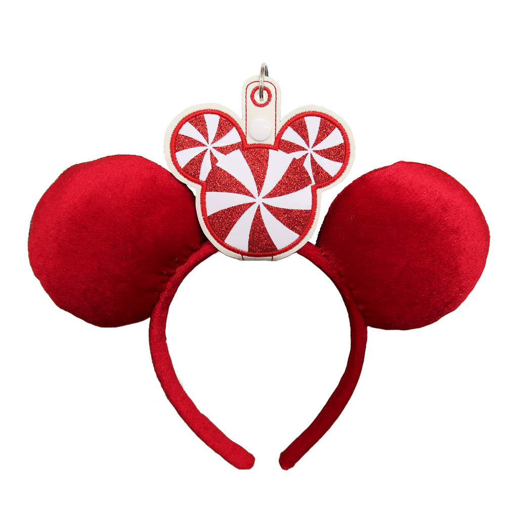 Candy Cane Glitter Mouse Head-Inspired Minnie Ear & Sunglasses Holder