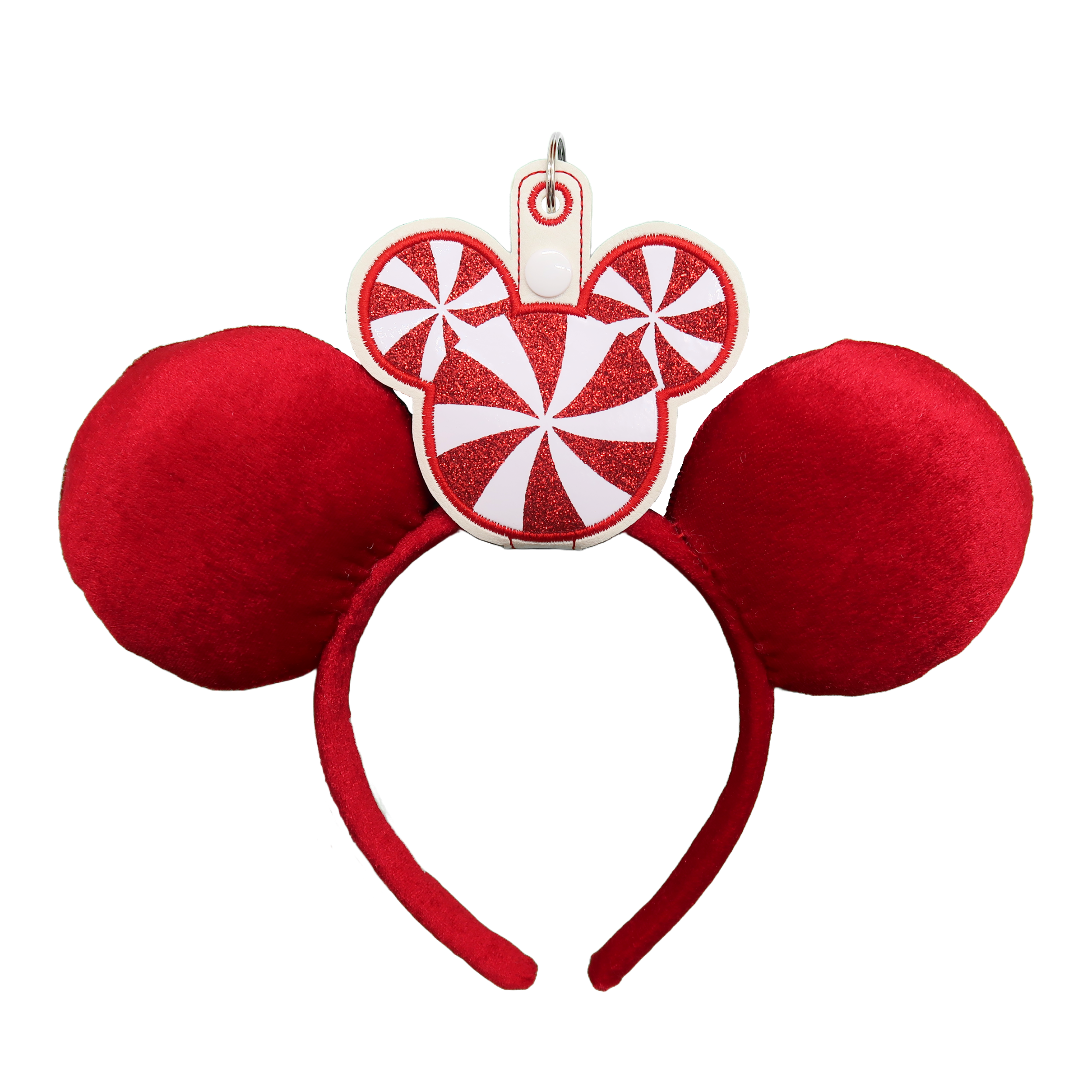 Candy Cane Glitter Mouse Head-Inspired Minnie Ear & Sunglasses Holder