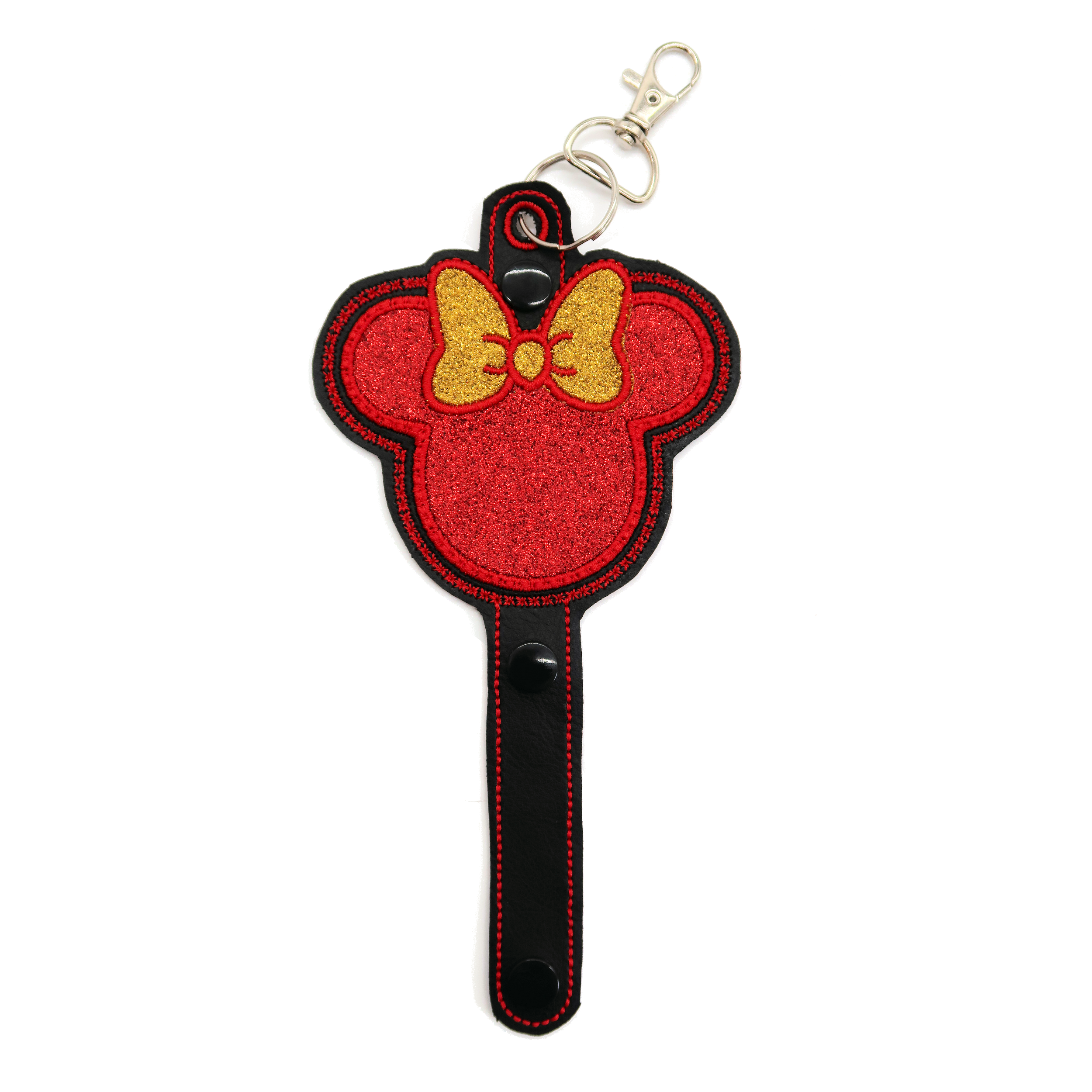 Minnie Red & Gold Glitter Bow- Inspired Minnie Ear & Sunglasses Holder