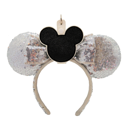 Mickey Black Glitter White Strap - Inspired Minnie Ear & Sunglasses Holder
