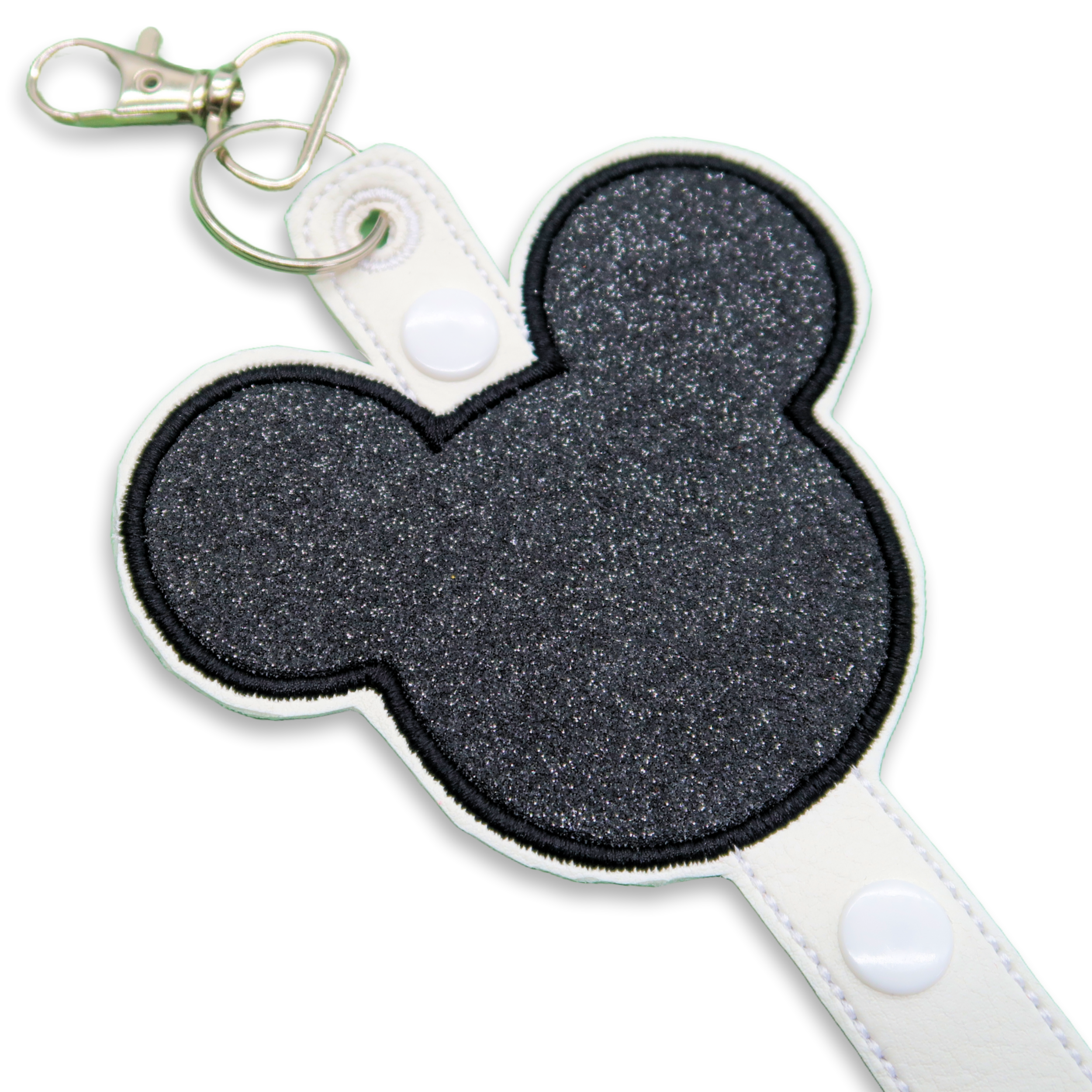 Mickey Black Glitter White Strap - Inspired Minnie Ear & Sunglasses Holder