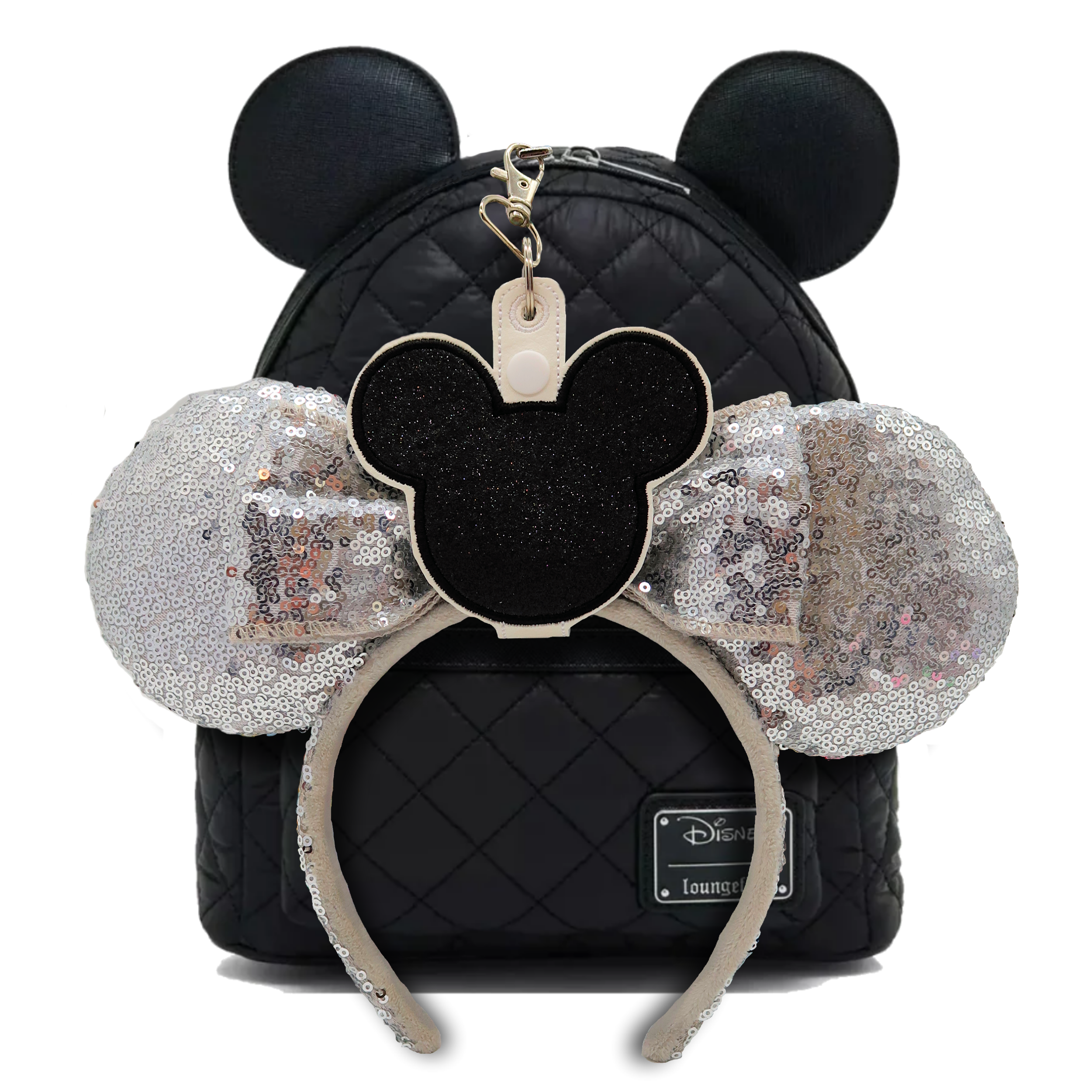 Mickey Black Glitter White Strap - Inspired Minnie Ear & Sunglasses Holder