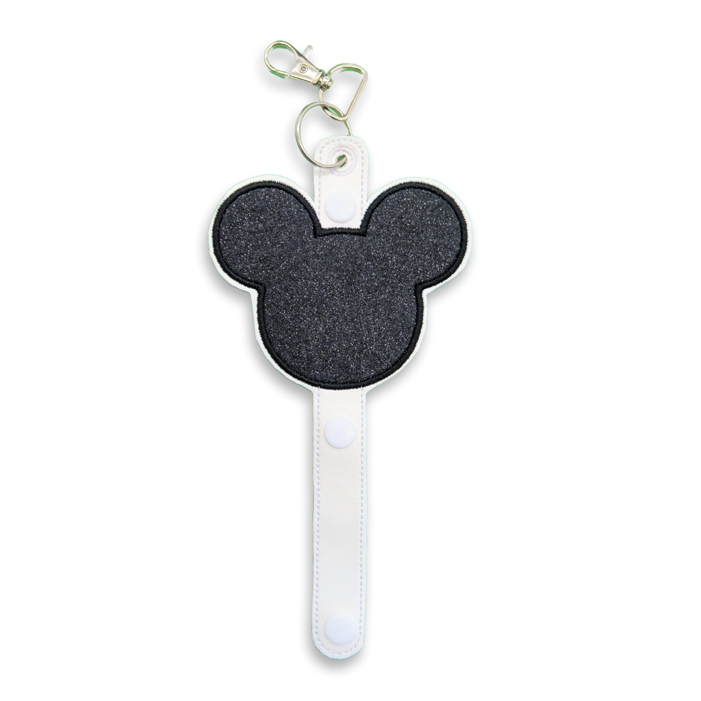 Mickey Black Glitter White Strap - Inspired Minnie Ear & Sunglasses Holder