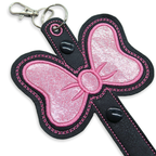 Minnie Bow Pink Glitter Black Strap Ear & Sunglasses Holder