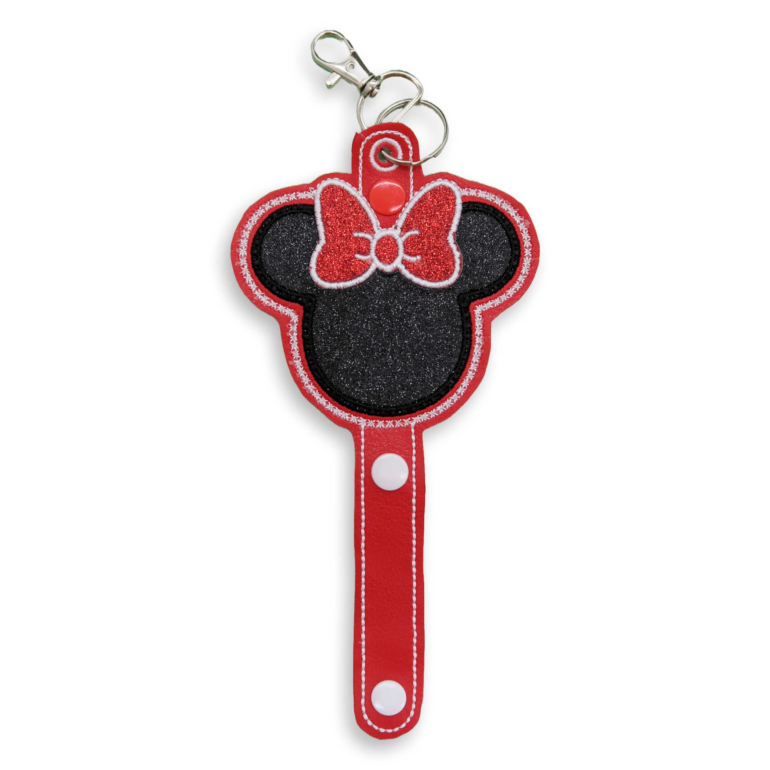Minnie Black & Red Glitter Bow- Inspired Minnie Ear & Sunglasses Holder