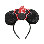 Minnie Black & Red Glitter Bow- Inspired Minnie Ear & Sunglasses Holder