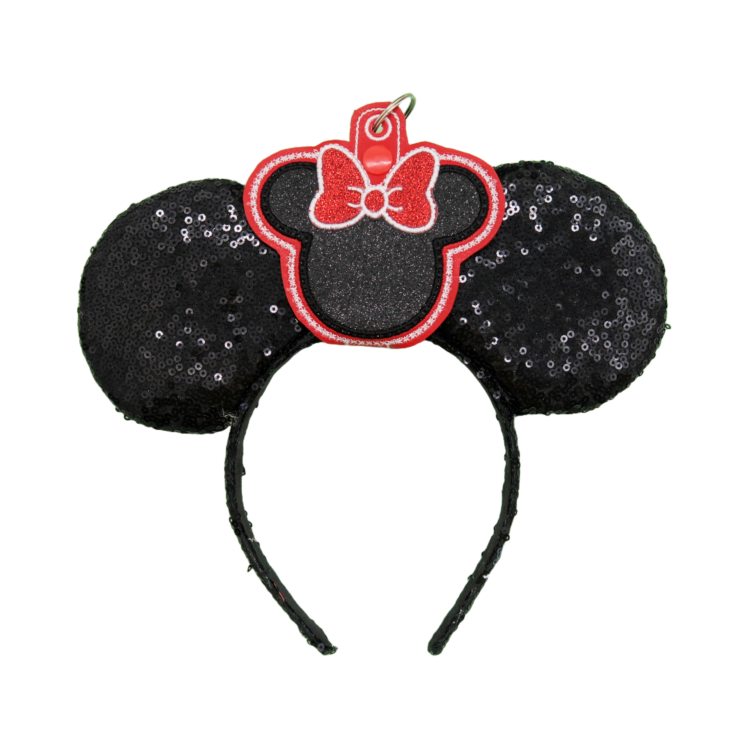 Minnie Black & Red Glitter Bow- Inspired Minnie Ear & Sunglasses Holder
