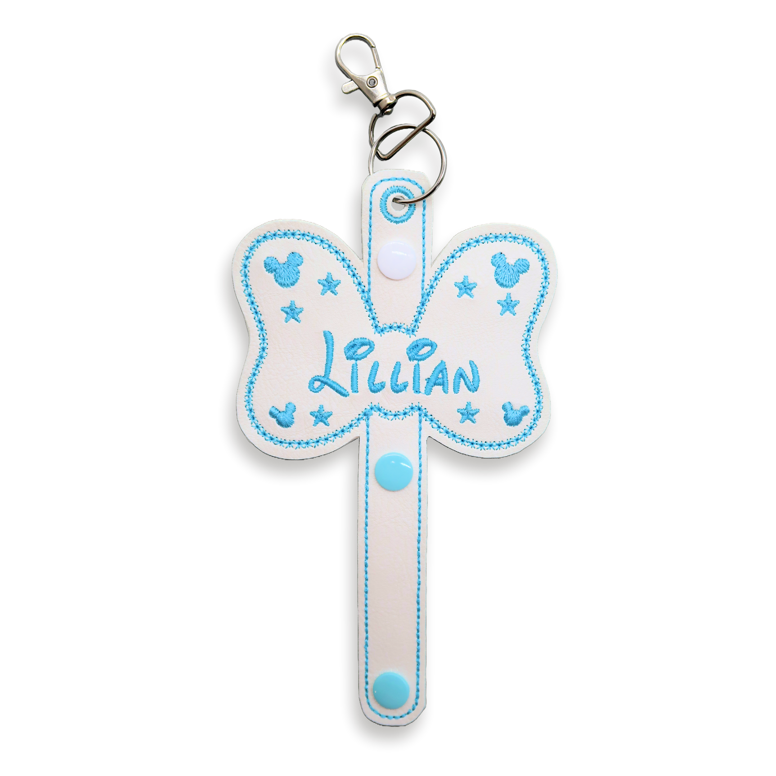 Personalised Blue Minnie Bow Ear Holder & Sunglasses Holder