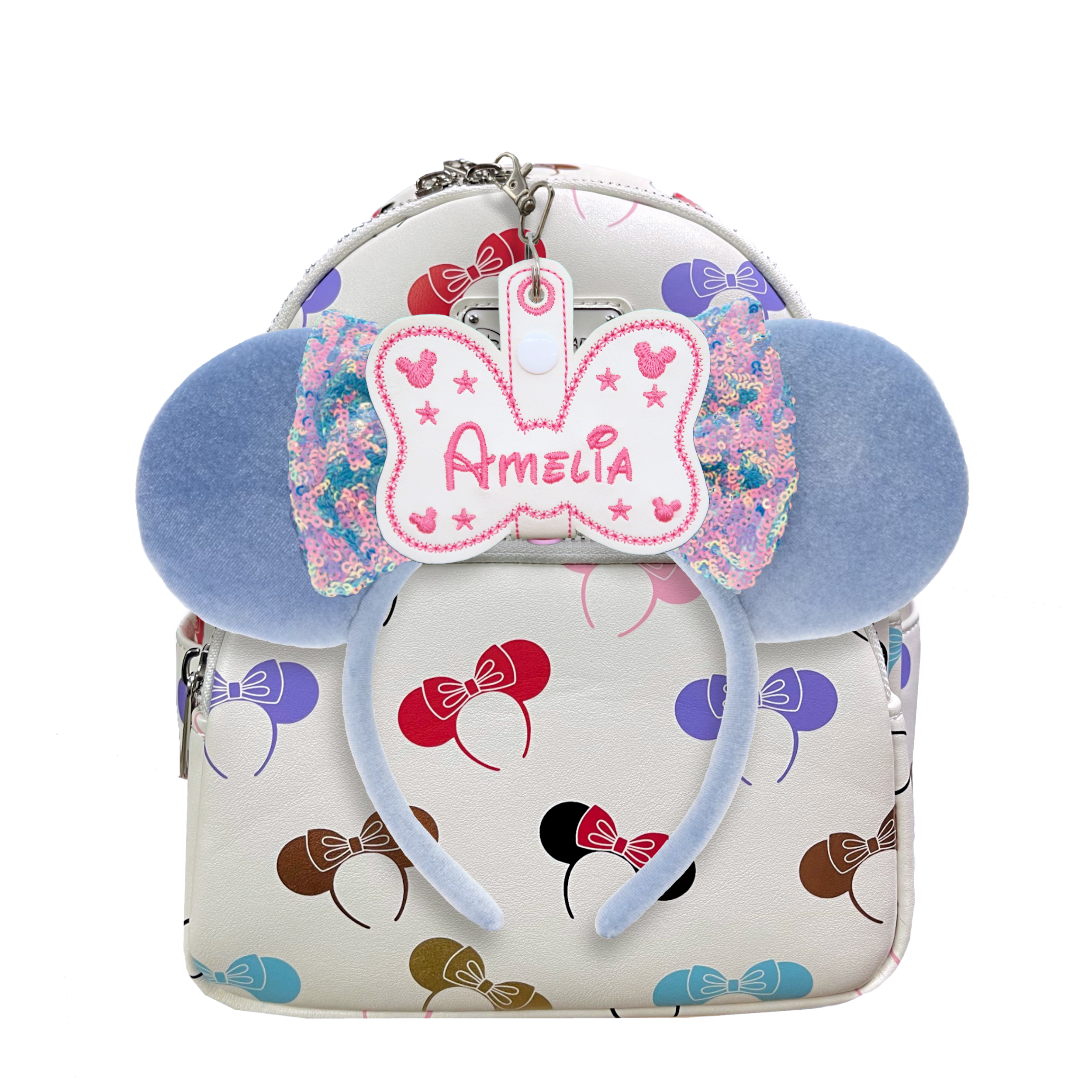 Personalised Pink Minnie Bow Ear Holder & Sunglasses Holder