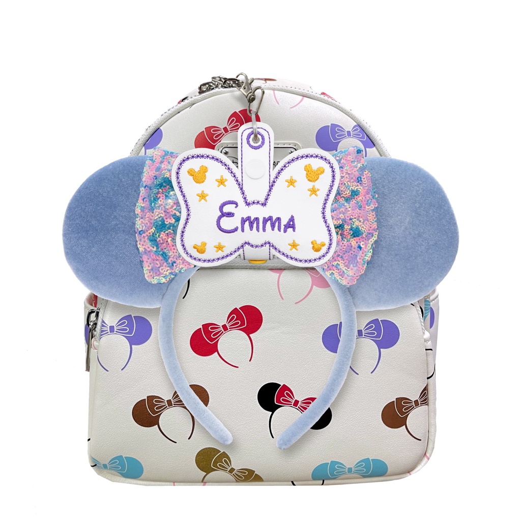 Personalised Purple & Gold Minnie Bow Ear Holder