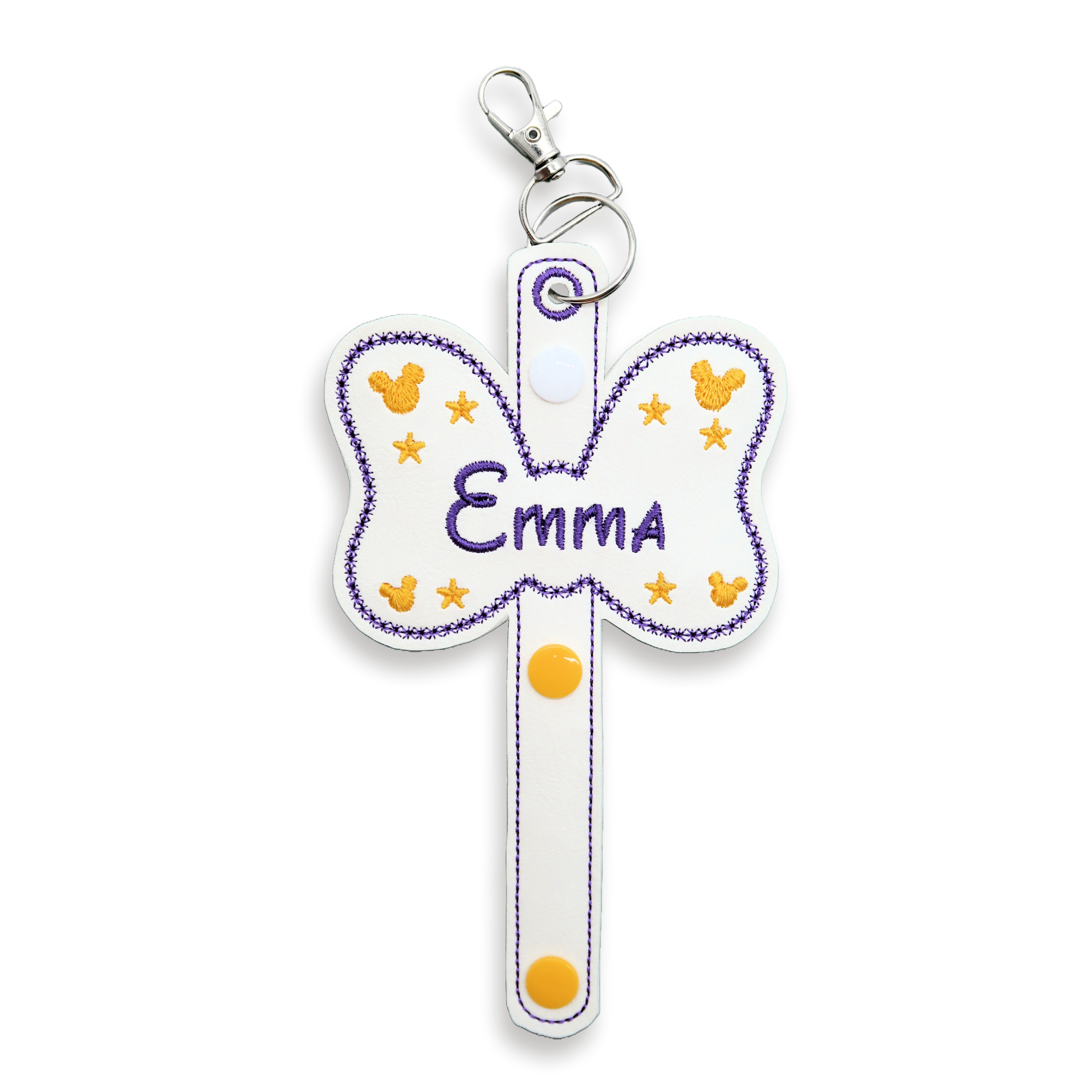 Personalised Purple & Gold Minnie Bow Ear Holder