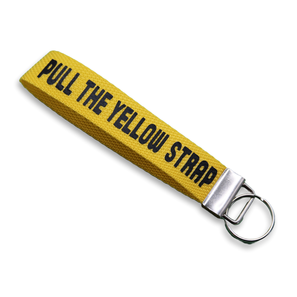 Pull the Yellow Strap Nylon Wristlet Keyring