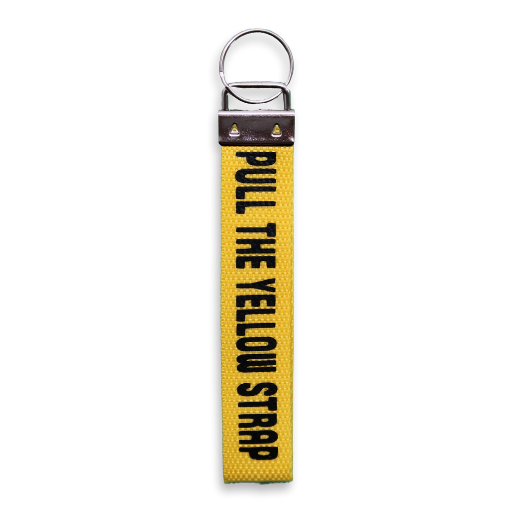 Pull the Yellow Strap Nylon Wristlet Keyring