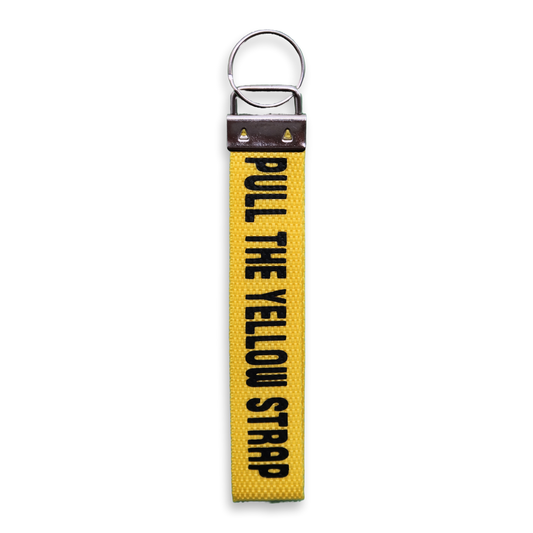 Pull the Yellow Strap Cotton Wristlet Keyring